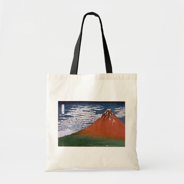 Bolsa Tote Red Fuji, Aka Fujiyama Volcano Katsushika Hokusai (Frente)