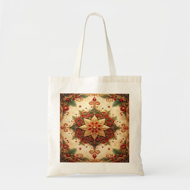 Bolsa Tote Red Green Decorative Holiday Tote Bag (Frente)