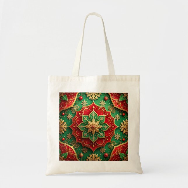 Bolsa Tote Red Green Decorative Holiday Tote Bag (Frente)