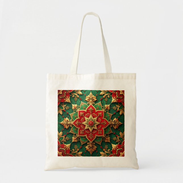 Bolsa Tote Red Green Decorative Holiday Tote Bag (Frente)
