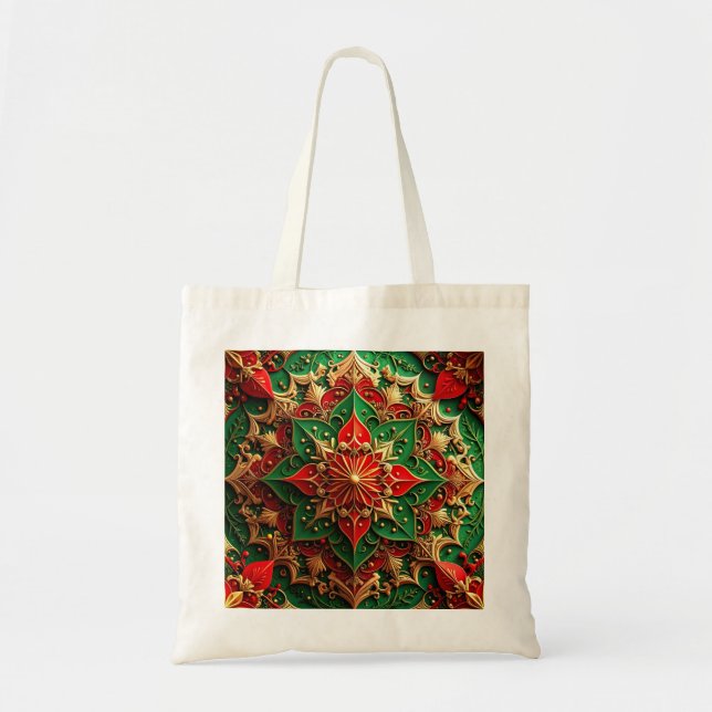 Bolsa Tote Red Green Decorative Holiday Tote Bag (Frente)
