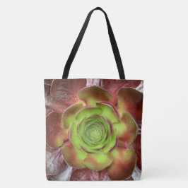 Bolsa Tote Red Green Succult Plant