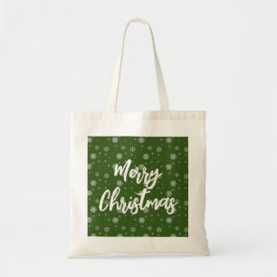 Bolsa Tote Red Green White Snowflakes Feliz Natal