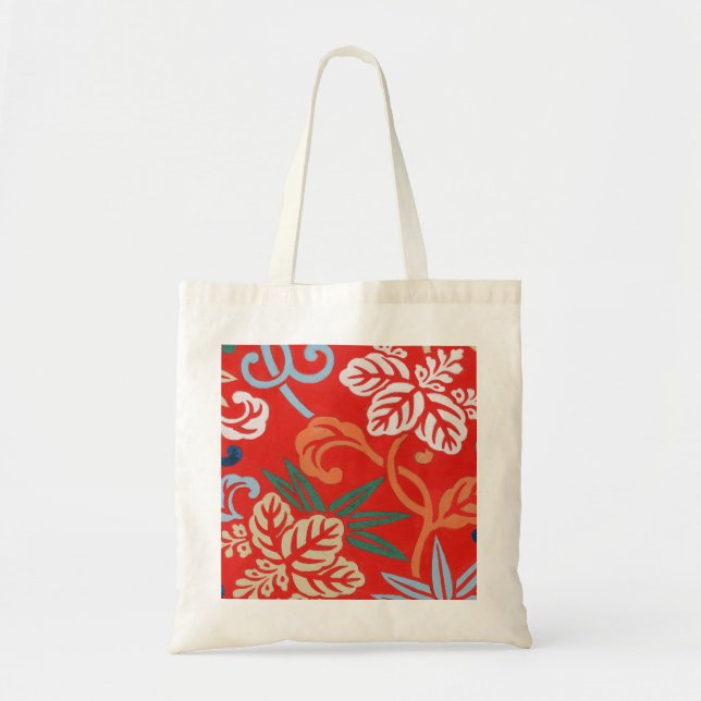 Bolsa Tote Red Hawaiai Japonês Kimono Design Floral (Frente)