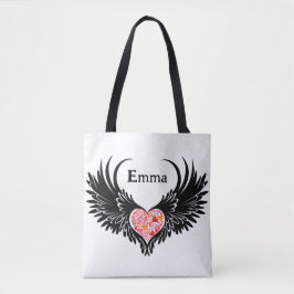 Bolsa Tote Red heart angel black wings