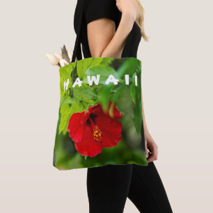 Bolsa Tote Red Hibiscus Hawaii Flor Tropical