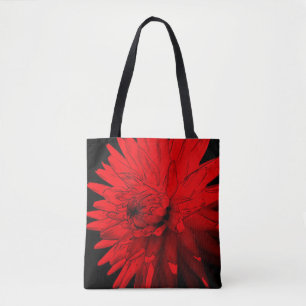 Bolsa Tote Red Hot Dahlia Abstrato Flower Art