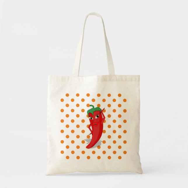 Bolsa Tote Red Hot Pepper Diva Orange Bolinhas (Frente)