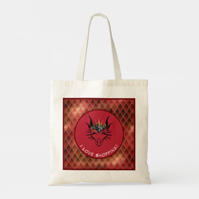 Bolsa Tote Red I Love Comprando Dragon Head & Scales Tote Bag (Verso)
