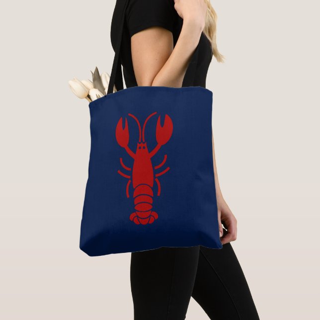 Bolsa Tote Red Lobster Minimalist Design – Modern Navy Blue (Close Up)