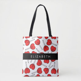 Bolsa Tote Red Lollipops, Heart Lollipops, Lolly, Your Name