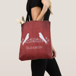 Bolsa Tote Red Lovebird Floral Vines Toalha