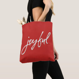 Bolsa Tote Red Modern Script Joyful Natal Red Business