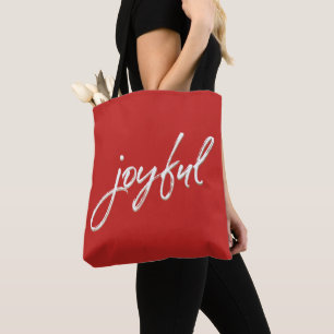 Bolsa Tote Red Modern Script Joyful Natal Red Business