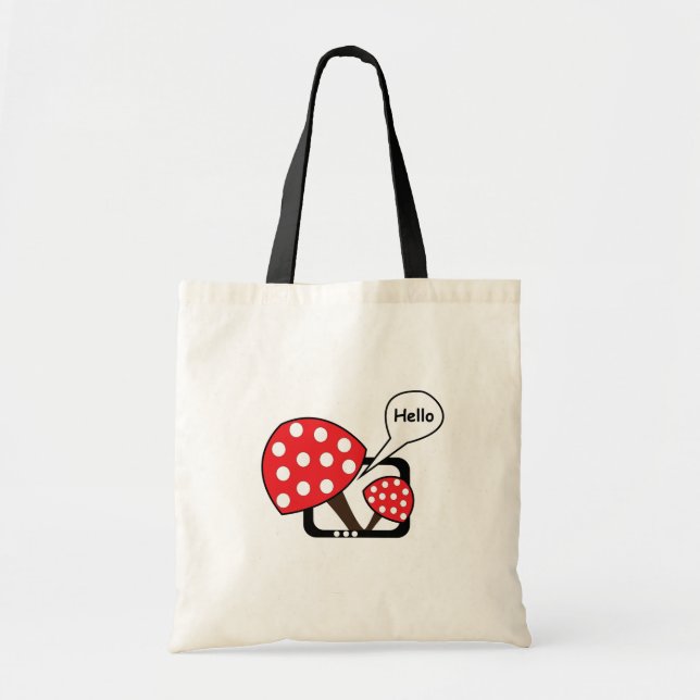 Bolsa Tote Red Mushroom Dizendo Olá Da Televisão (Frente)