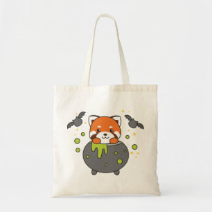 Bolsa Tote Red Panda Happy Halloween Cauldron Bat Tote Bag