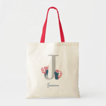 Red Panda Monograma - Letra "J" Tote Bag