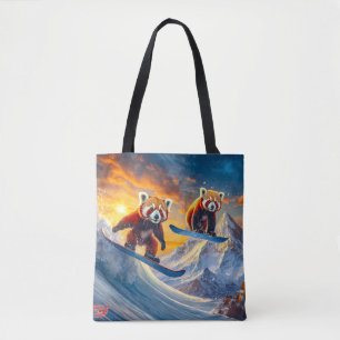 Bolsa Tote Red Pandas Snowboard Design por Rich AMeN Gill