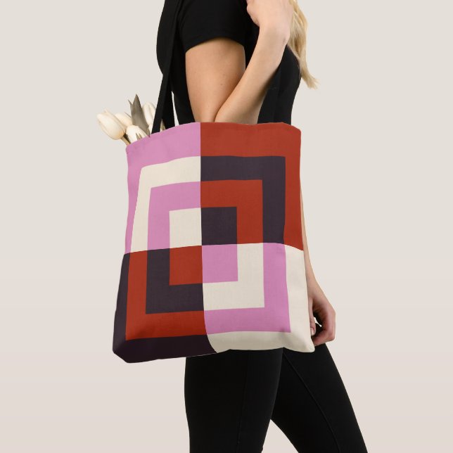 Bolsa Tote Red Pink Eggplant Ivory (Close Up)
