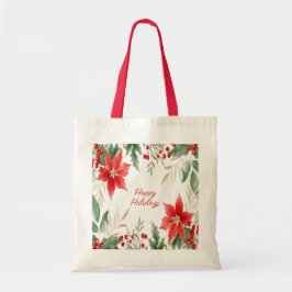 Bolsa Tote Red Poinsettia Feriado Tote Bag
