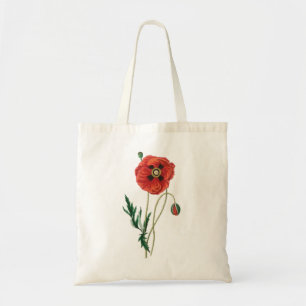 Bolsa Tote Red Poppy August Birth Flower