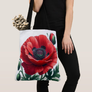 Bolsa Tote Red Poppy Floral