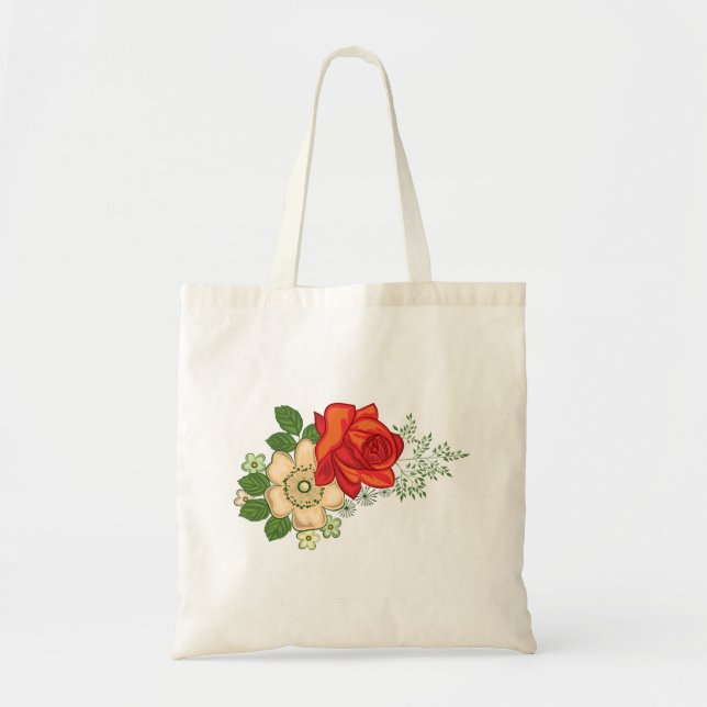 Bolsa Tote Red Rose and Daisies (Frente)