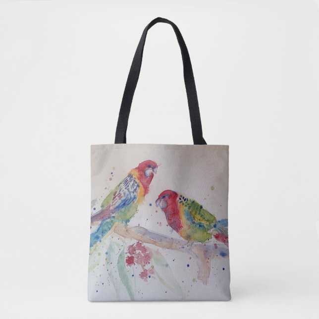 Bolsa Tote Red Rosella, australiana, papagaio aquarela (Frente)