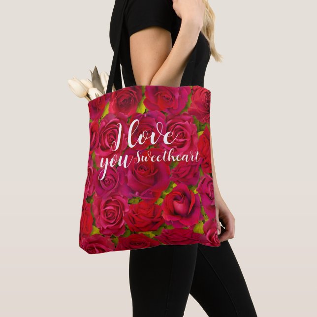 Bolsa Tote Red Roses I  Love you Name (Close Up)