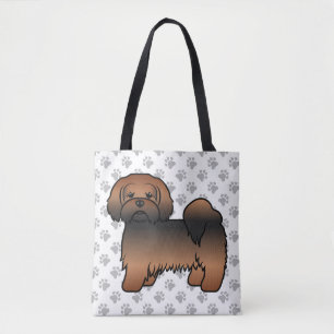 Bolsa Tote Red Sable Lhasa Apso Cartoon Dog & Paws
