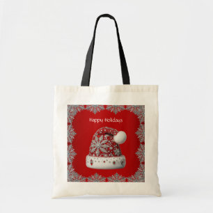 Bolsa Tote Red Santa Hat Holiday Tote Bag