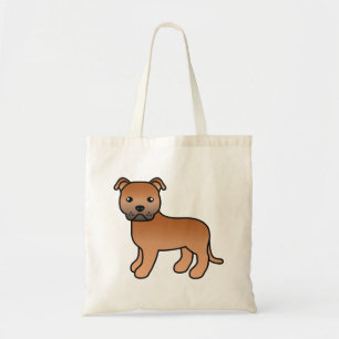 Bolsa Tote Red Staffordshire Bull Terrier Cute Cartoon