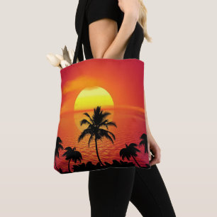 Bolsa Tote Red Sun Tropical Palm Beach