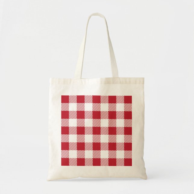 Bolsa Tote Red Tablecloth Gingham - Saco de Tota Verificado (Frente)