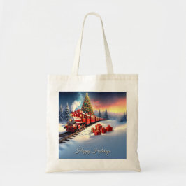Bolsa Tote Red Train Christmas Tree Holiday Tote Bag