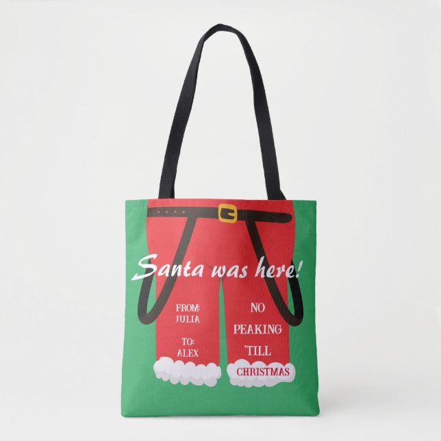 Bolsa Tote Red Trendy Papais noeis de Natal Calças Presentes  (Frente)
