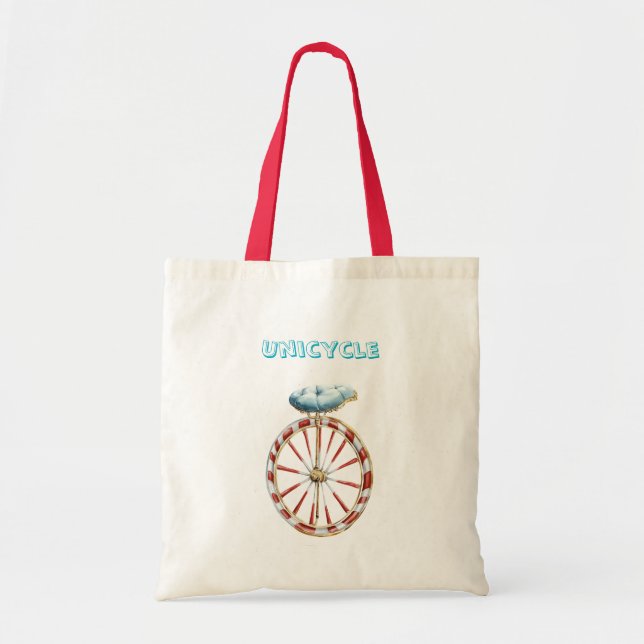 Bolsa Tote Red Wheel Unicycle Blue Seat (Frente)