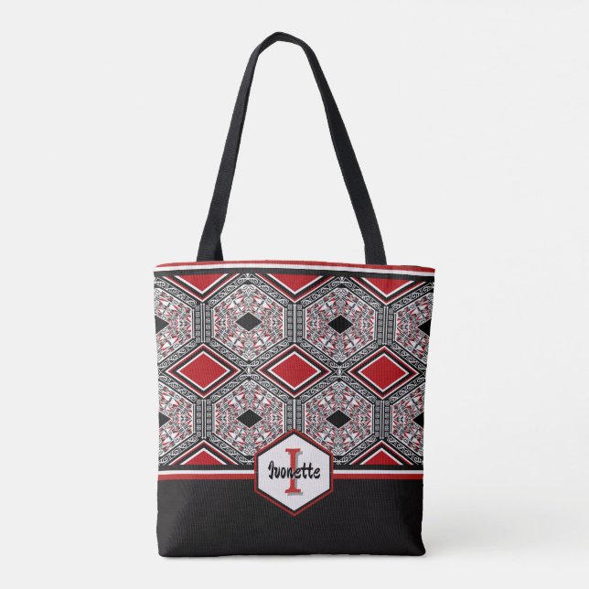 Bolsa Tote Red, White & Black Tribal Tapestry (Verso)