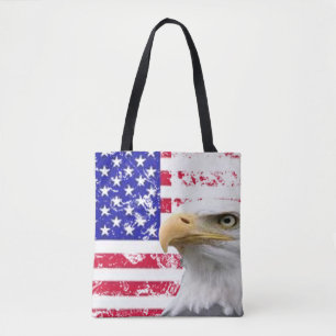 Bolsa Tote Red White Blue Patriot Star Stripes Eagle Bandeira