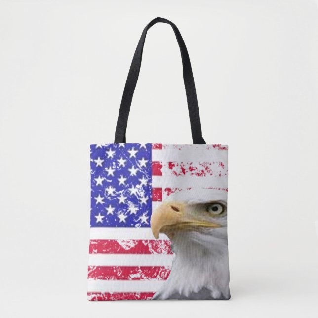 Bolsa Tote Red, White, Blue Stars & Stripes Sinalizador EUA,  (Frente)
