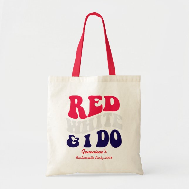 Bolsa Tote Red White I Do American Retro Festa de solteira (Frente)