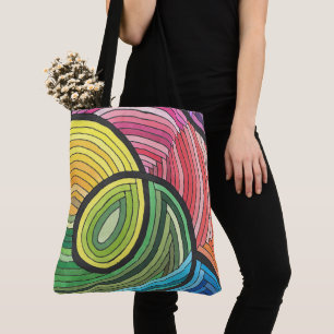 Bolsa Tote Redemoinho Abstrato Vibrante de Arco-Íris com Linh
