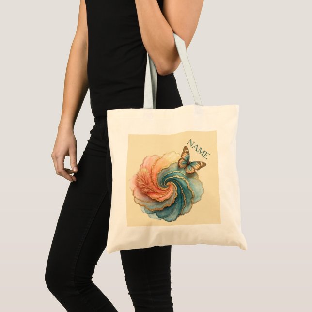 Bolsa Tote redemoinho de borboleta plumoso (Frente (produto))
