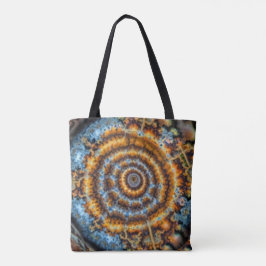 Bolsa Tote redemoinho fractal azul e dourado