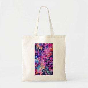 Bolsa Tote Redemoinhos de Neon Arte Abstrata Rosa e Roxo Ps