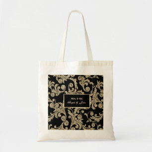 Bolsa Tote Redemoinhos Elegantes de Brilho Dourado