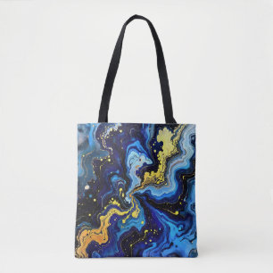 Bolsa Tote Redemoinhos Vibrantes de Azul e Dourado 4