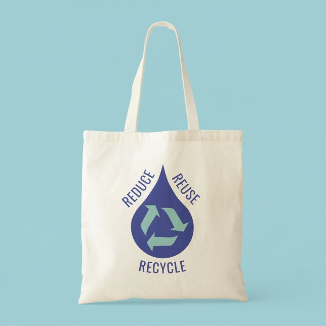 Bolsa Tote Reduza a Canvas de perda de água do Reciclar (Reduce Reuse Recycle water awareness canvas tote bag.)