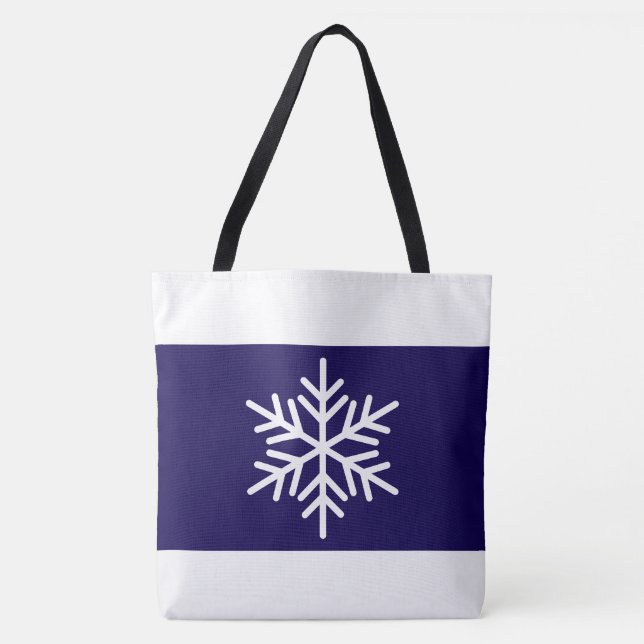 Bolsa Tote Refinados Listras Largas Azul Marinho e Branco Flo (Frente)