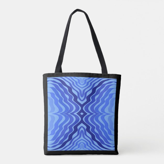 Bolsa Tote Refletor Blue Waves Moderna Design abstrato (Verso)